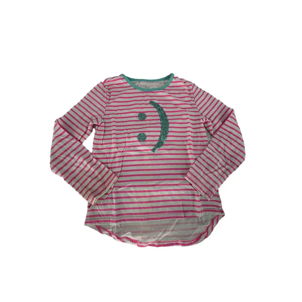 The Children's Place Girls Striped Smiley Face Long Sleeve Top Youth Size Large
